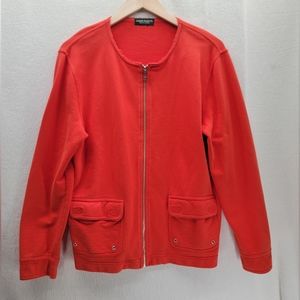 Lauren Jeans Co. Ralph Lauren Orange Full zip Pockets Sweater Size-L